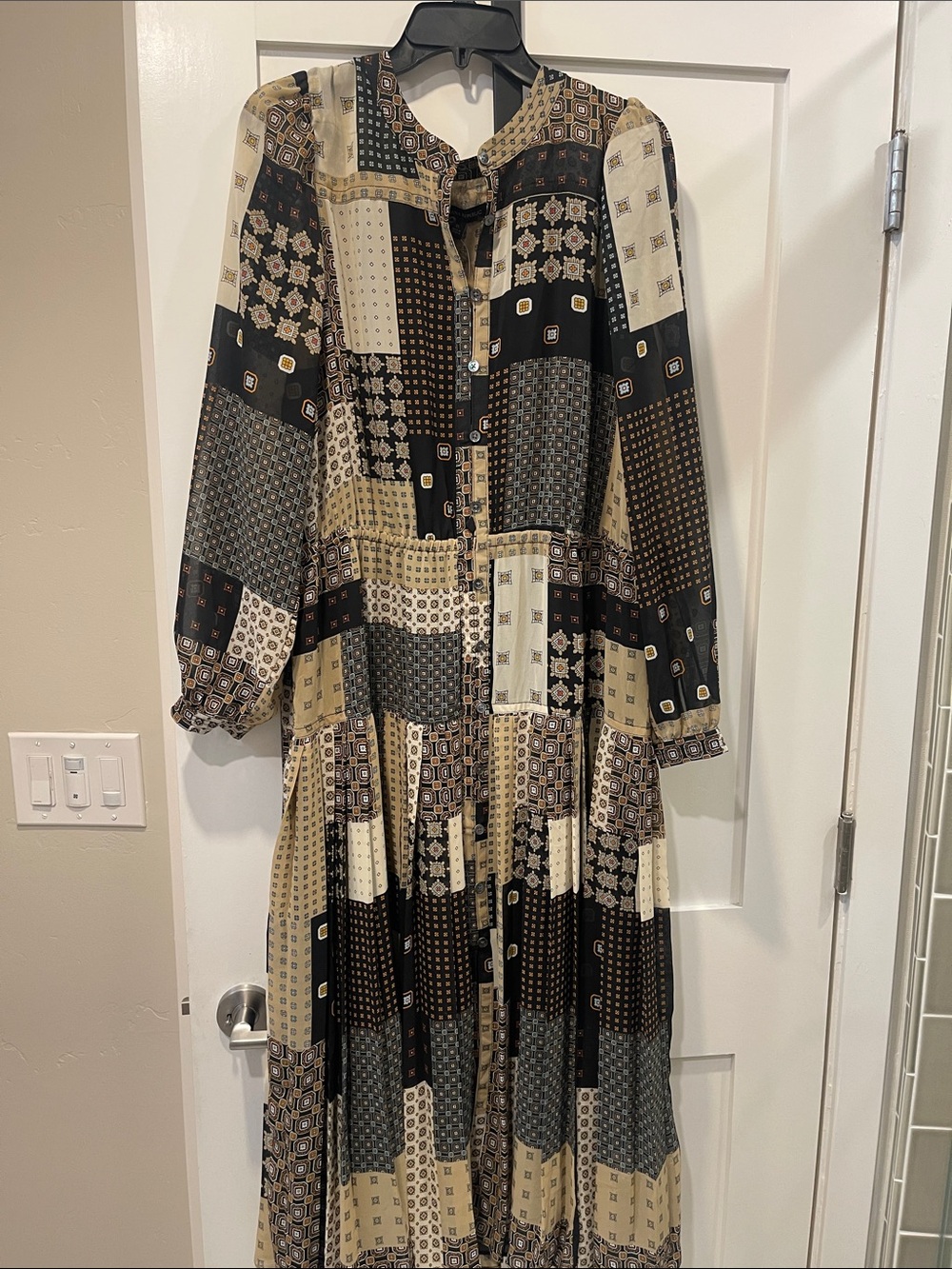 Banana Republic Patchwork Maxi Dress in Black & Cream sz XL NEW RARE!!!